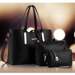 3PCS/SET Women Leather Satchel Handbag Shoulder Messenger Cr