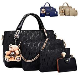 4pcs/set Women Ladies Leather Handbag Shoulder Tote Purse Sa