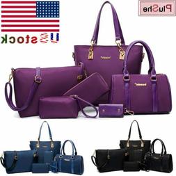 6Pcs/Set Women's Faux Leather Shoulder Bag Handbag Wallet Pu