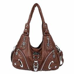Angelkiss Womens Handbags Multi-Pocket Functional Purse/Larg