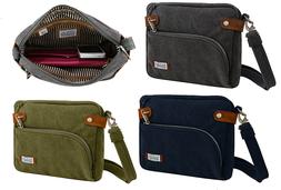 TRAVELON ANTI-THEFT RFID SAFE HERITAGE CROSSBODY BAG TRAVEL 