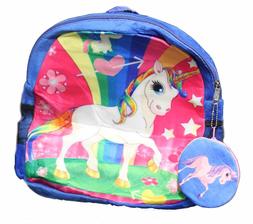 Blue Unicorn Rainbow Backpack with bonus Coin Purse keychain