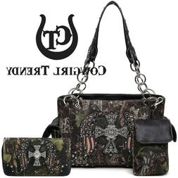 Camouflage Cross Concealed Carry Purse Country Shoulder Bag 