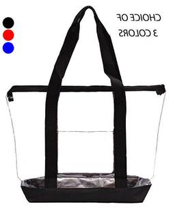 Clear Tote Bag Plastic Transparent Purse Handbag Zipper Secu