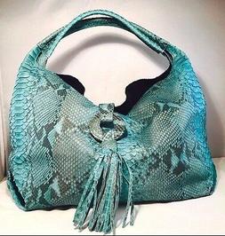 CLEARANCE SALE Handmade Blue Python Snake Leather Women Desi