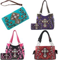Justin West Concealed Carry Floral Rhinestone Side Pocket Cr