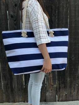 Extra Large Canvas Tote Bag-Beach Bag-Travel Picnic Gym Navi
