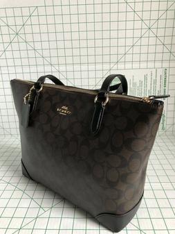 Coach F29208 Signature Coated Canvas Zip Top Tote Bag In Bro