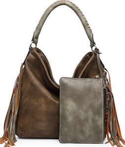 And Handbags Fringe Bags Taupe Brown Big