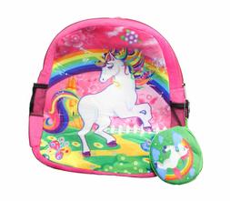 Hot Pink Unicorn Rainbow Backpack with Bonus Coin Purse Keyc