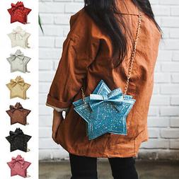 Kids Girl Sequins Star Shaped Crossbody Pouch Bags Coin Purs