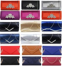 Ladies Fashion Designer Diamante Crystal Clutch Evening Purs