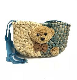 Little Girls' Go Go Straw Teddy Shaped Design Shoulder bags 