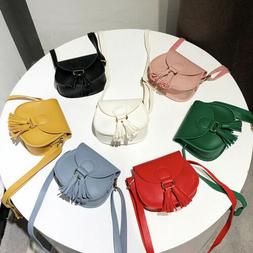Lovely Children Girls PU Leather Tassel Small Shoulder Messe