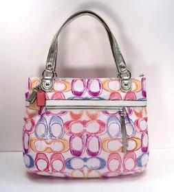 New NWT Coach Poppy Signature Dream Ivory Pink Blue Purple G