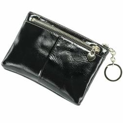 New Women Small Genuine Leather Purse Zip Wallet Lady Coin C