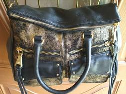 NWOT AIMEE KESTENBERG PURSE, BAG, BLACK AND GOLD, FROM QVC