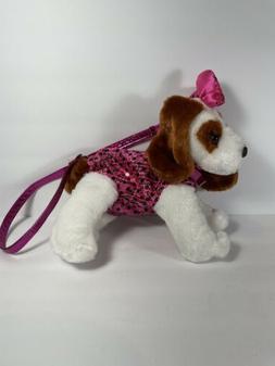 Poochie & Co. Plush Beagle Puppy Pink Sequins Shoulder Purse