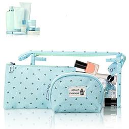HOYOFO Portable Cosmetic Bags Set of 3 Different Sizes Makeu