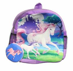 Purple Unicorn Backpack with bonus Coin Purse keychain for T