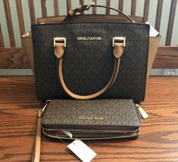 Michael Kors Selma Purse and Matching Zipped Wallet Set. 100