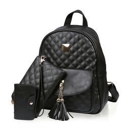 Small Fashionable Backpack for Women Mini Black Quilted Fash