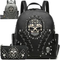 Sugar Skull Punk Art Rivet Studded Biker Purse Women Python 