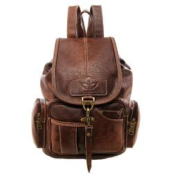 Vintage Womens Leather Backpack Shoulder School Shoulder Sat