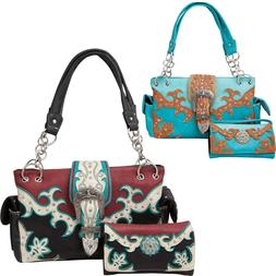 Western Handbag Multi-Color Longhorn Buckle Carry Concealed 