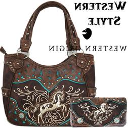 Western Horse Handbag Concealed Carry Purse Women Country Sh
