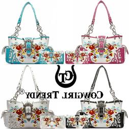 Buckle Embroidery Flower Handbags Women Shoulder Bags Wallet