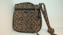 Vera Bradley Woman's Cross Body Hipster Purse Black & Tan An
