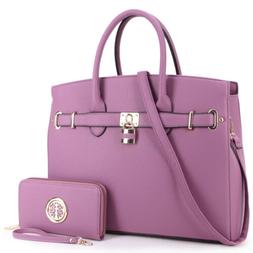 Women Classic Handbags Satchel Bags w/ Matching Wallet Purse