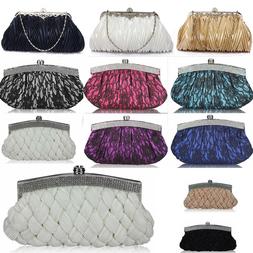 LeahWard Women's Satin Clutch Evening Bag Purse For Bridal N