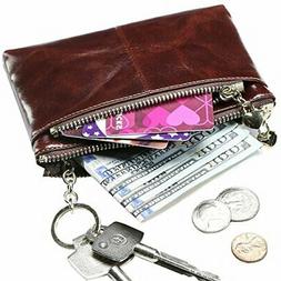 Women's Triple Zipper Leather Coin Purse Change wallet Coin 