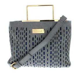 Bebe Womens Marisa Gray Faux Leather Crossbody Handbag Purse