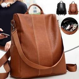 Women Backpack Purse Anti-Theft Rucksack Waterproof PU Leath