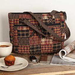 Women's Rustic Quilted Tote Bag Red & Black Plaid Fabric Sho