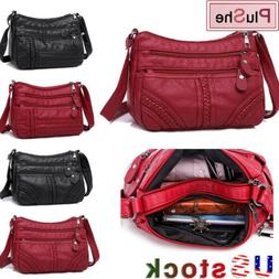 Womens Soft Leather Multi-layer Shoulder Bag Crossbody Bags 