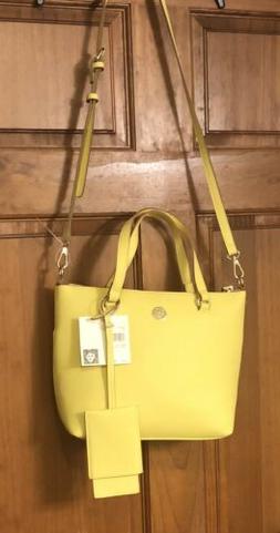 Anne Klein Yellow Faux Leather Medium Size Dual Handles Purs